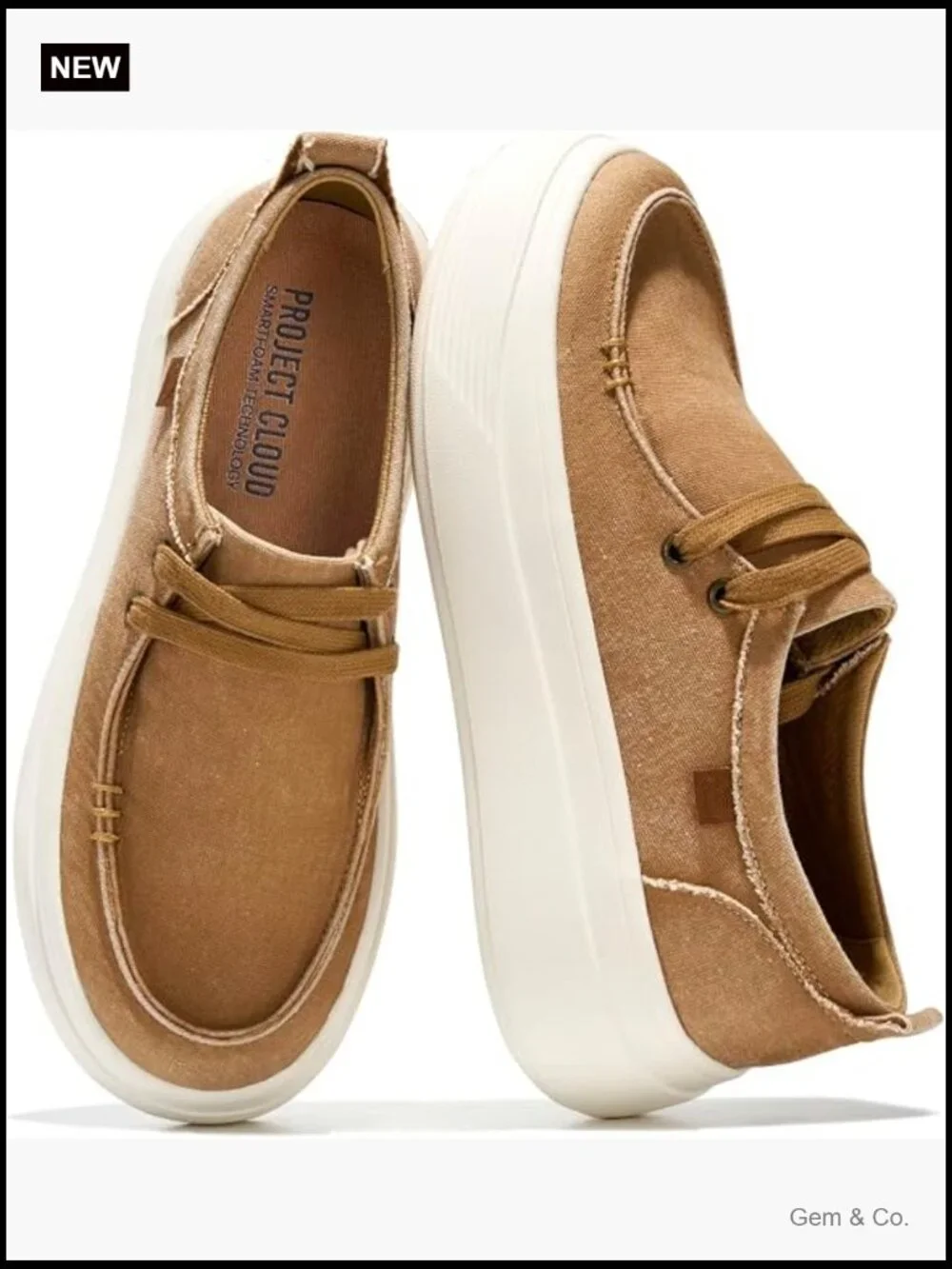 Canvas Platform Loafers - Slip On Sneakers with Memory Foam – 1.89 Inch Heel